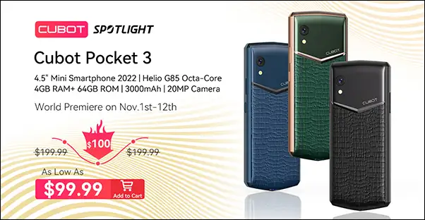 Cubot Pocket 3, Mini Smartphone android 12 de 4,5 pulgadas, Helio G85,  Octa-Core, NFC